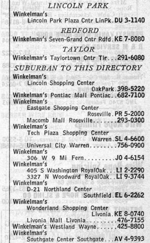 Winklemans - Old Ad Showing Locations (newer photo)